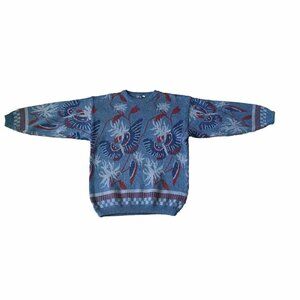 Pykettes Women’s Size 20W Blue Gray Winter Knit Sweater Vintage Crew Neck